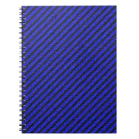 Thin Black and Blue Diagonal Stripes Notebook