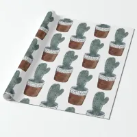 Potted Succulent Cactus Houseplant Wrapping Paper