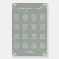 Elegant Sage Green Wedding Seating Chart 24x36 Foam Board