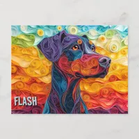 Doberman Paper Quilling Art Dog Portrait Postcard