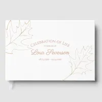 Fall Oak Leaves Celebration of Life Memorial  Foil Guest Book