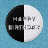 Black and White Op Art Cool Stylish Happy Birthday Button