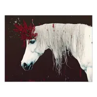 White Horse Red Flowers Photo Print