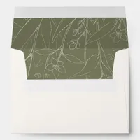 Sage Wildflowers Woodland Garden Floral Wedding  Envelope