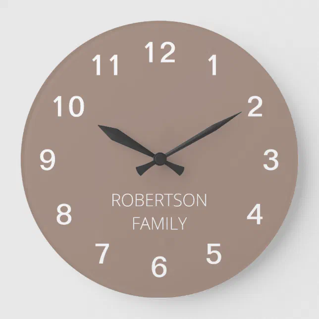 Personalized Minimalist Taupe Wall Clock