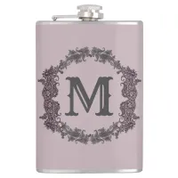 Elegant Purple and Silver Framed Monogram  Flask