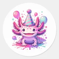 Personalized Happy Birthday Axolotl  Classic Round Sticker