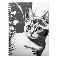 Cute black and white cat notebook