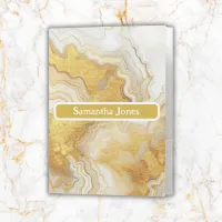 Modern Gold & White Agate Geode Monogram |  Pocket Folder