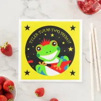 Rockin' Birthday Tree Frog with Red Guitar Paper Dinner Napkins