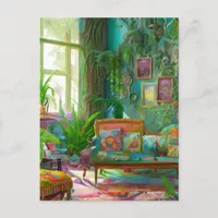 beautiful bohemian living room  postcard