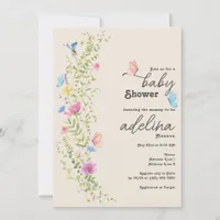 Whimsical Wildflower Butterfly Garden Baby Shower Invitation