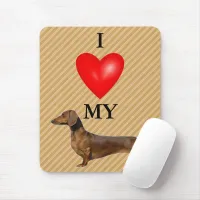I Love My Dachshund Red Heart Mouse Pad