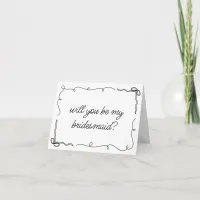 Chic Black & White Bow Drawn Bridesmaid Proposal Card