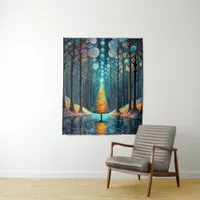 Iridescent Holiday Dream 🎄 Glowing Christmas Tree Tapestry