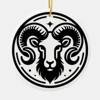 Horoscope Sign Aries Symbol and Traits Mug Ceramic Ornament