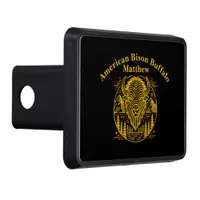 Gold Bison Amid Mountains and Trees Hitch Cover