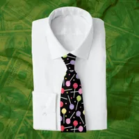 Lollipops Pattern Sweet Candy Lover Candies Black Neck Tie