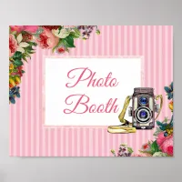 Pink Floral Photo Booth Wedding Sign Poster