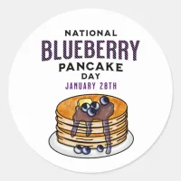 National Blueberry Pancakes Day January 28th Classic Round Sticker