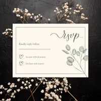 Elegant Watercolor Simple Eucalyptus Wedding  RSVP Card