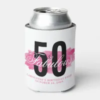 Girly Pink 50 and Fabulous Watercolor Birthday Can Cooler