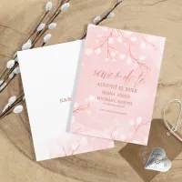 Watercolor Snowdrops Wedding Pink/Copper ID726 Save The Date