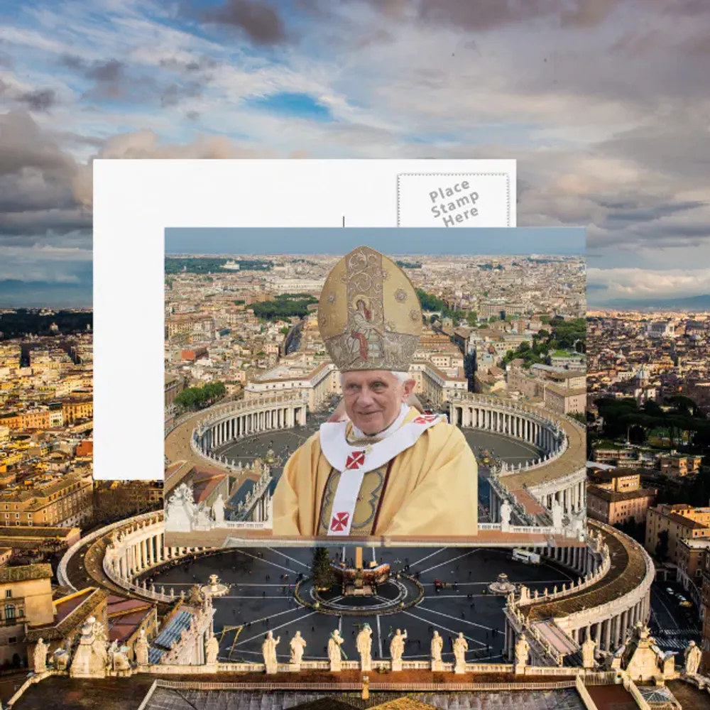 Pope Benedict XVI with the Vatican City Postcard