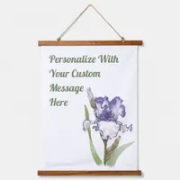 Purple Ruffled Iris Floral Botanical Art Custom Hanging Tapestry