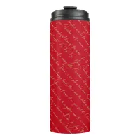 Red Gold Christmas Typography Pattern#36 ID1009 Thermal Tumbler