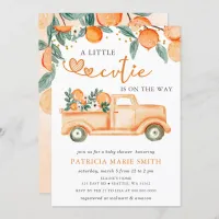 A Little Cutie Is On The Way Orange Baby Shower Invitation