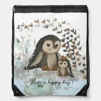 Happy Penguin Drawstring Bag