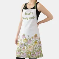 Coneflowers Watercolor Botanical Art Apron