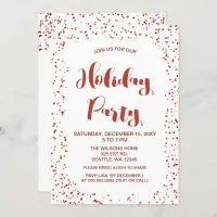 White and Red confetti Modern holiday Party Invitation