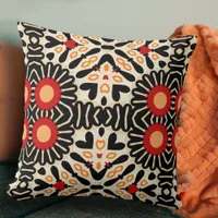 Vibrant Ethnic Arabesque Bohemian Mosaic Pattern Throw Pillow