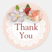 Thank You Stickers Coral Pink Floral