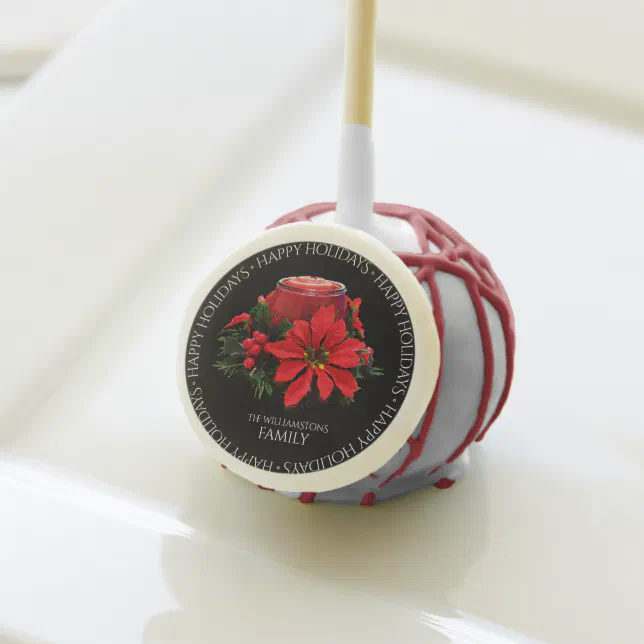 Festive Red Christmas Candle Holly Poinsettia Cake Pops