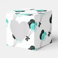 Teal and Black Balloon Celebration Favor Boxes