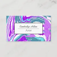 Purple and Teal Marble Abstract Fluid Art    Business Card