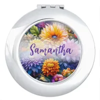 Pretty Colorful Digital Ai Art Flowers  Compact Mirror