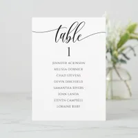 Fun Calligraphy Seating Chart Table List Card