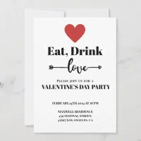 Trendy Eat Drink and Love Valentine's Day Invitation