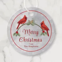 Winter Cardinals and Pines Favor Tags