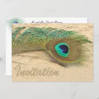 elegant peacock blue wedding invitation