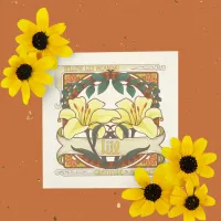 Yellow Lily-Flower Meaning Vintage-Style Orange Invitation