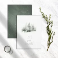 Rustic Winter Wedding Forest Green ID1049 Save The Date