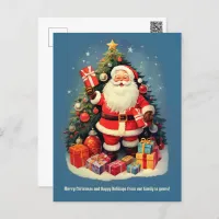 Christmas Tree Santa Clause Gifts Holiday Postcard