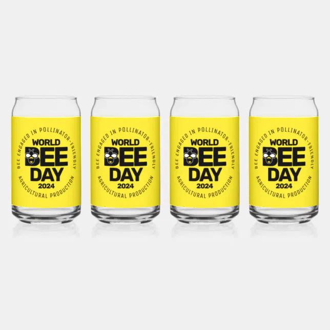 World Bee Day Yellow Black Pollinator Can Glass