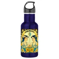 Vintage Horoscope Sign Gemini Twins Celestial Stainless Steel Water Bottle