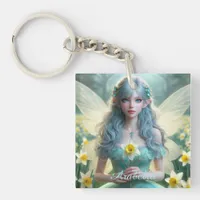 Beautiful March Fairy in Daffodils Keychain